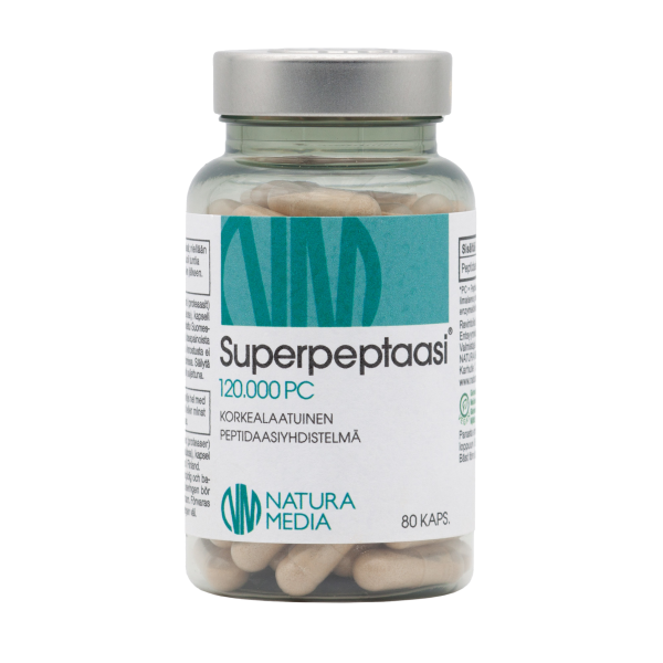 Natura Media Superpeptase 120000PC, 80 kapsulių