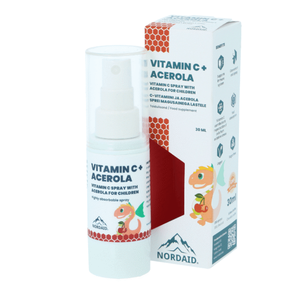 NORDAID C + ACEROLA SPRAY vitamino C kompleksas vaikams, 30 ml.