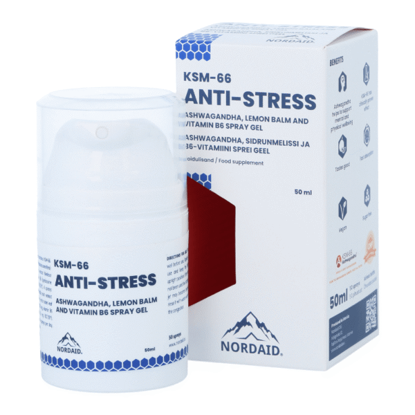 NORDAID KSM-66 ANTI-STRESS SPRAY GEL kompleksas, 50 ml.