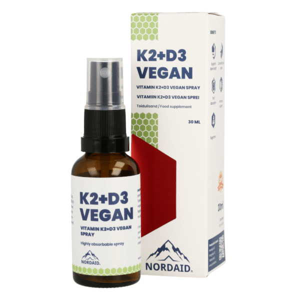 NORDAID K2 + D3 VEGAN SPRAY vitaminai K + D, 30 ml.