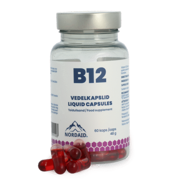 NORDAID B12 LIQUID CAPSULES, B12 kapsulės, 60 vnt.