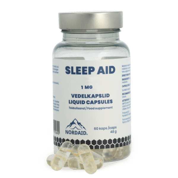 NORDAID SLEEP AID LIQUID CAPSULES su melatoninu, 60 vnt.