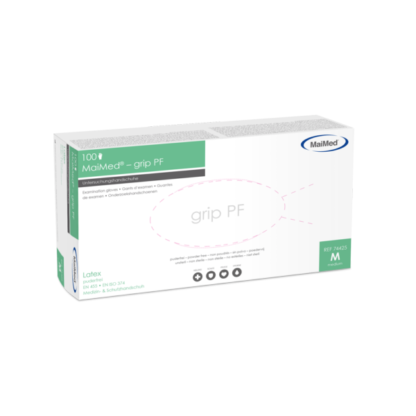 MaiMed grip PF lateksinės pirštinės, 100 vnt.