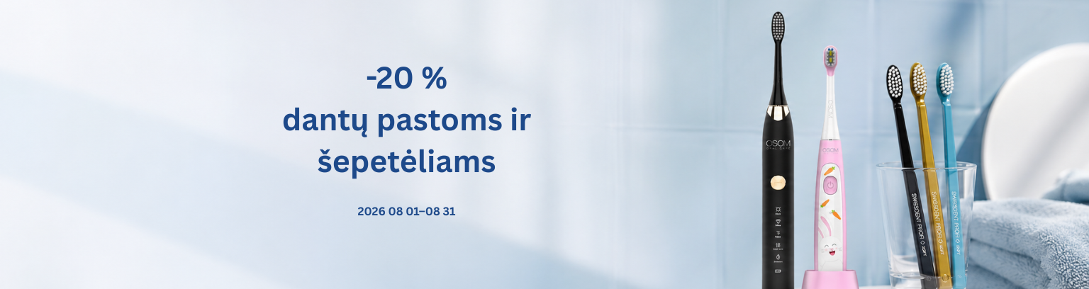 Dantų pastos + šepetėliai -20% pc