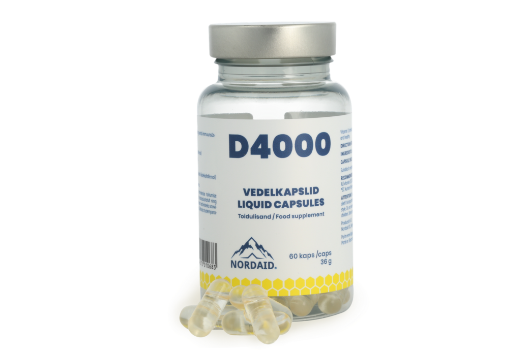 NORDAID D4000 LIQUID CAPSULES su vitaminu D3, 60 vnt.